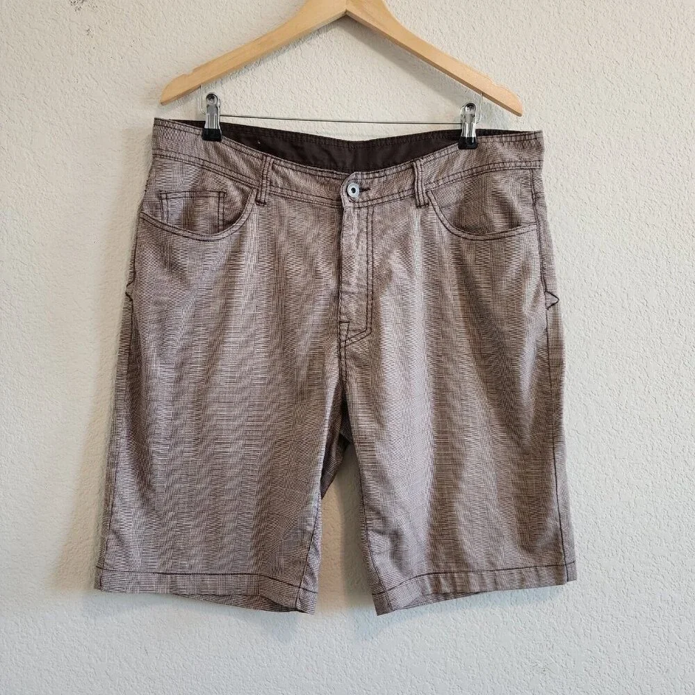 Prana Brown Plaid Lightweight Casual Chino Shorts Mens Outdoor Hiking 38 - Picture 2 of 12
